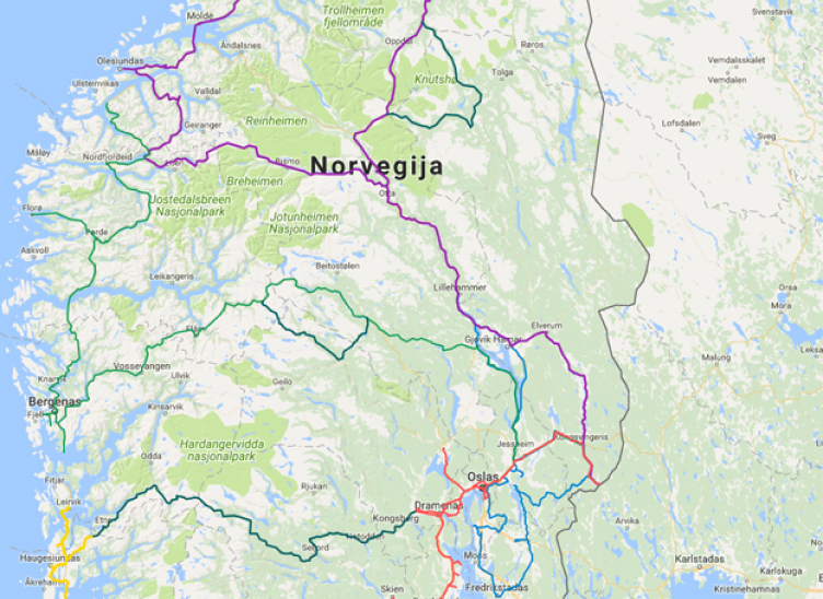 Maršrutų žemėlapis